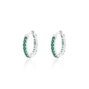Argola esmeralda na prata 925
