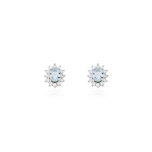 Brinco oval 7mm acqua prata 925