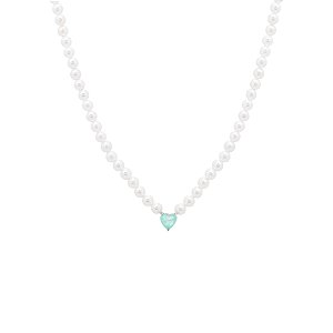 Colar de pérolas com coração colombiana