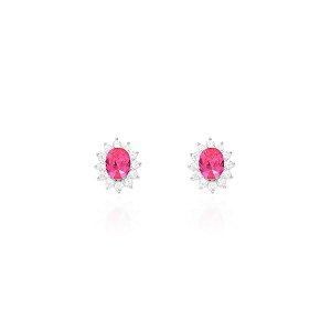 Brinco oval 7x8 pink
