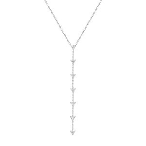 Colar gravata de três pontos de luz na prata 925