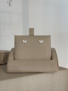 Brinco borboleta cravejada pequeno na prata 925