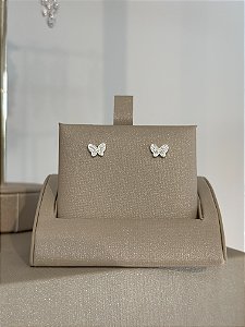 Brinco borboleta cravejada médio na prata 925