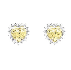 Brinco de coração citrino na prata 925