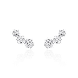 Brinco earcuff três flores