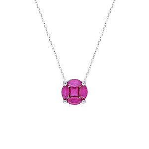 Colar pink na prata 925