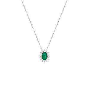 Colar oval 7x9 esmeralda