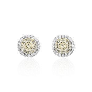 Brinco redondo cristal e citrino na prata 925