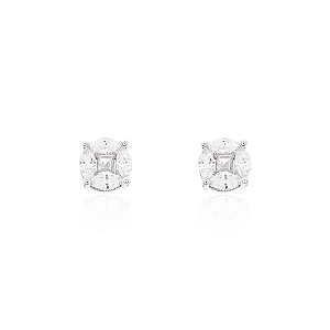Brinco redondo 6mm cristal na prata 925
