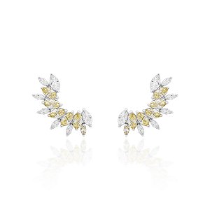 Brinco earcuff cristal e citrino na prata 925