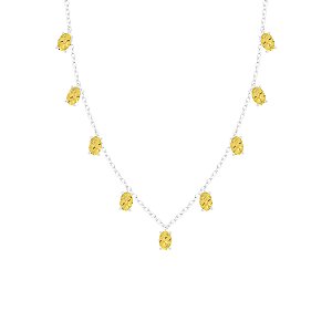 Colar com pedra penduradas citrino na prata 925