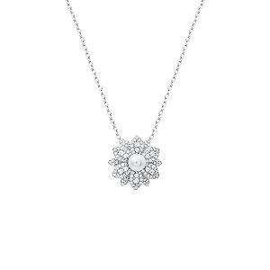 Colar de flor cristal e pérola