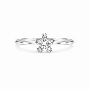 Anel de flor cravejada na prata 925 (escolha o tamanho)