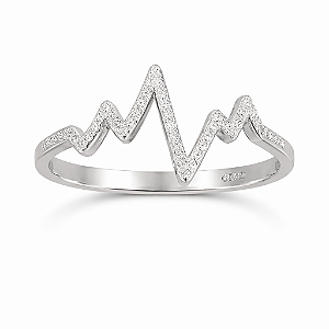 Anel de batimentos cravejado na prata 925 (escolha o tamanho)