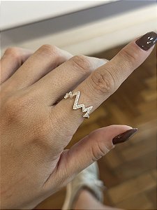 Anel de batimentos cravejado na prata 925 (escolha o tamanho)