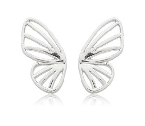 brinco meia borboleta na prata 925