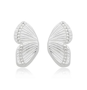 brinco meia borboleta na prata 925