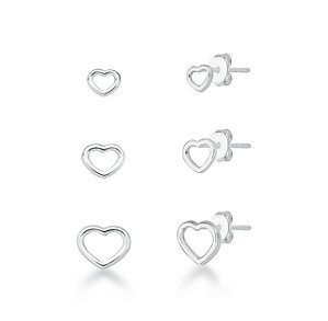 trio coração vazada na prata 925