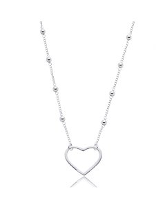 colar com coração vazado na prata 925