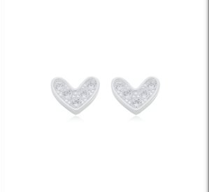 Brinco coração na prata 925