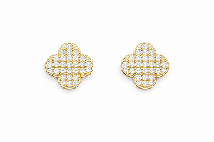 Brinco trevo cravejado