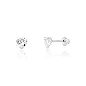 Brinco de coração tarraxa baby na prata 925 ( escolha o tamanho )