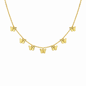 Colar de borboletas dourado
