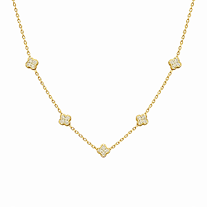 Colar mini trevos dourado