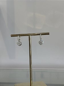 Argola de corações cravejado na prata 925