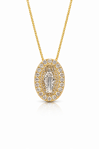 Colar Nossa Senhora das Graças cravejado