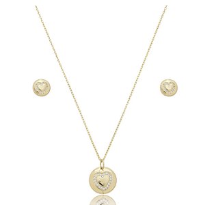 Conjunto de coração cravejado