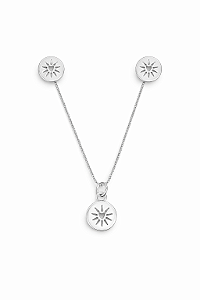 Conjunto de coração na prata 925