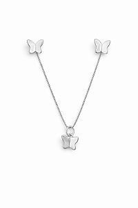 Conjunto borboleta na prata 925