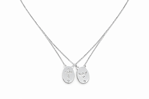 Colar Escapulário Cruz e Espírito Santo na prata 925