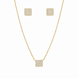 Conjunto quadrado cravejado