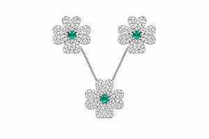 Conjunto de flor cristal e esmeralda colombiana