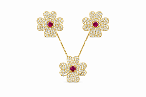 Conjunto de flor cristal e fúcsia