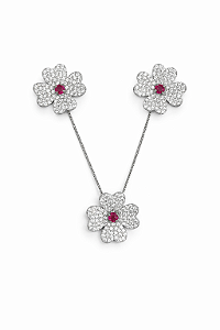 Conjunto de flor cristal e fúcsia