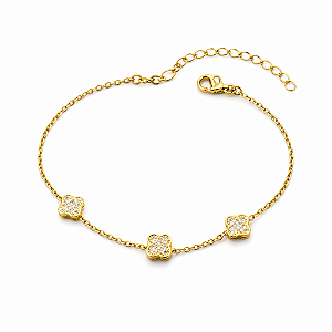 Pulseira mini trevo cravejado