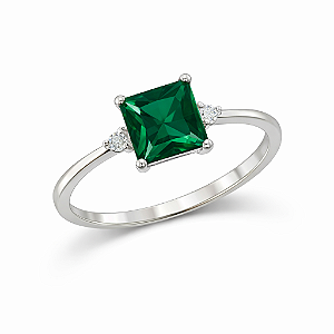 Anel com pedra esmeralda na prata 925 ( escolha o tamanho )