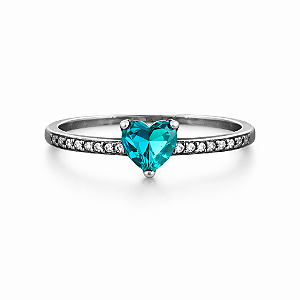 Anel de coração turmalina na prata 925 ( escollha o tamanho )