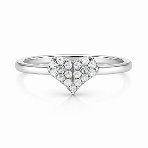 Anel coração cravejado na prata 925 ( escolha o tamanho )