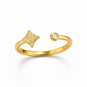 Anel trevo cravejado