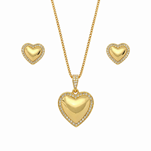 Conjunto coração cravejado