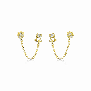 Brinco para dois furos cachorro e patinha