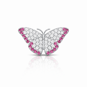 Broche pequeno de borboleta cristal e rosa