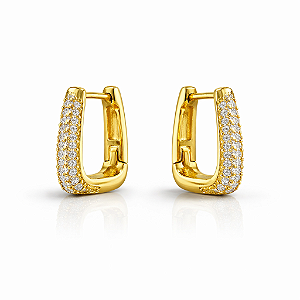 Argola triangular grande cravejada