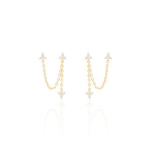 Brinco para dois furos três pontos de luz