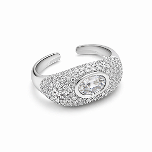 Anel de dedinho oval cravejado de regulagem