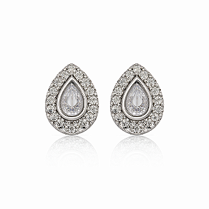 Brinco argola de gota cravejada